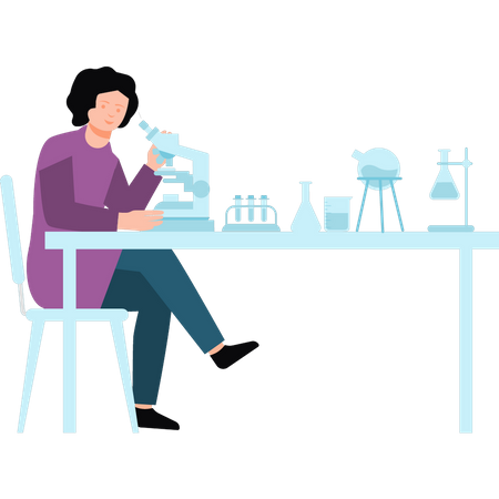 Woman scientist doing experiments  Illustration