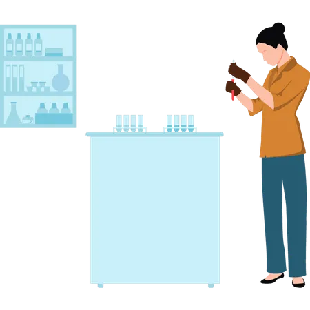 Woman scientist doing experiments in lab  Illustration