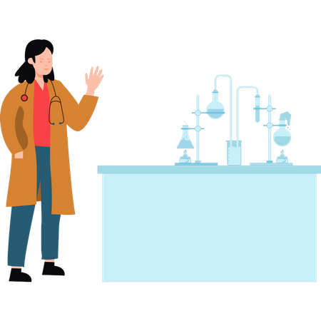 Woman scientist doing experiments in lab  Illustration