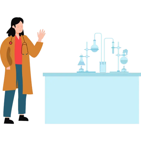 Woman scientist doing experiments in lab  Illustration