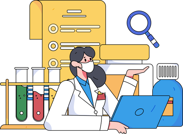 Woman scientist doing research  Illustration