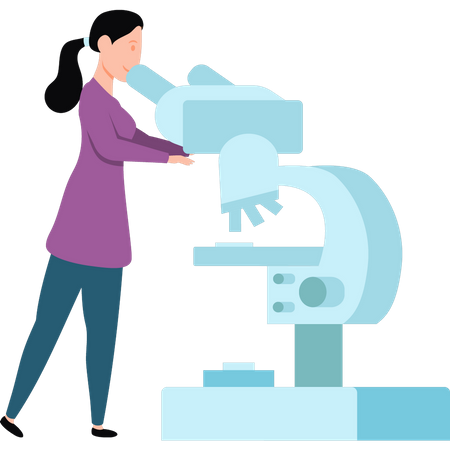 Woman scientist looking into the microscope  Illustration