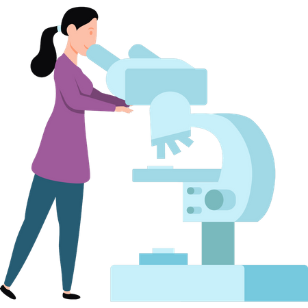 Woman scientist looking into the microscope  일러스트레이션