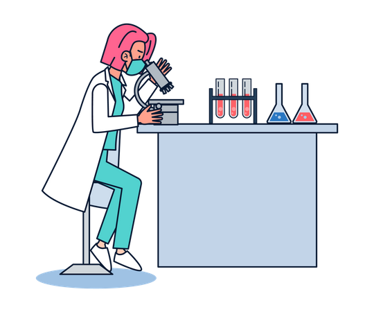 Woman Scientist Research in Lab Illustration