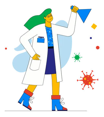 Woman scientist research virus in laboratory  Illustration