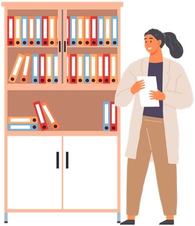 Woman Scientist With Books Illustration