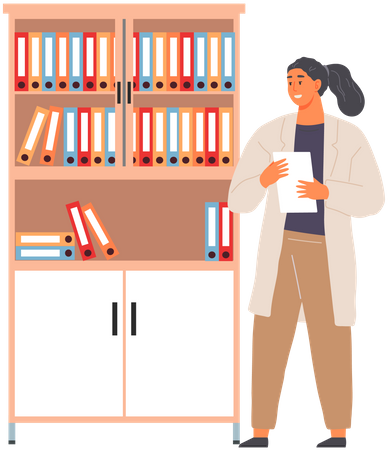 Woman Scientist With Books  Illustration