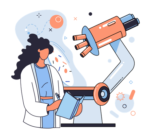 Woman scientist working with equipment Illustration