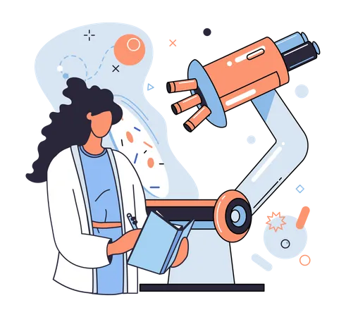 Woman scientist working with equipment  Illustration