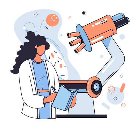 Woman scientist working with equipment  Illustration