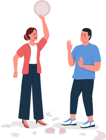 Woman scolding husband  Illustration