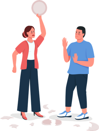 Woman scolding husband  Illustration