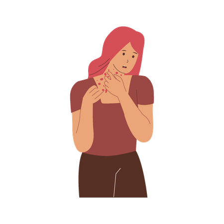 Woman scratching allergy  Illustration