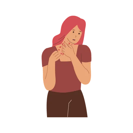 Woman scratching allergy  Illustration