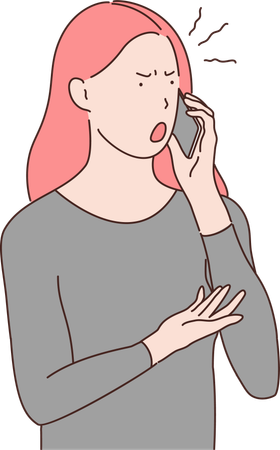 Woman screaming on someone on phone  Illustration