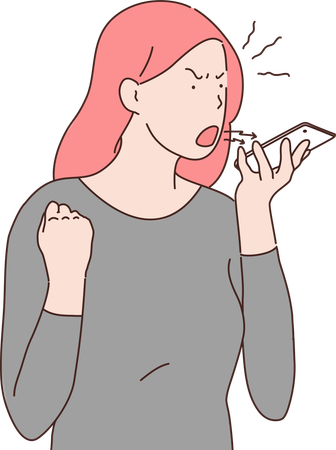 Woman screaming on someone on phone  Illustration