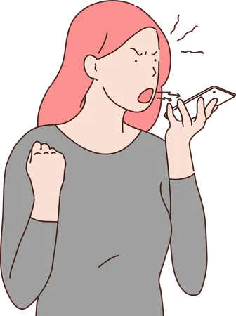 Woman screaming on someone on phone  Illustration