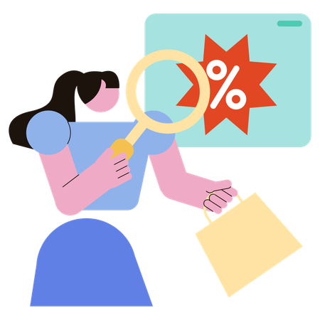 Woman Search Product for shopping  Illustration