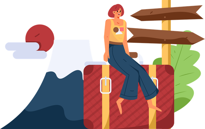 Woman search travel destination  Illustration