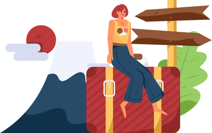 Woman search travel destination  Illustration