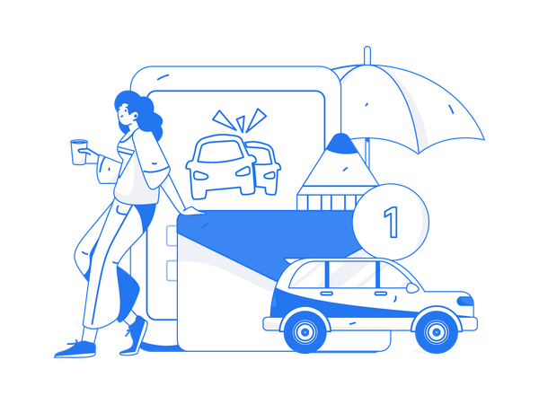 Woman searches for car papers  Illustration