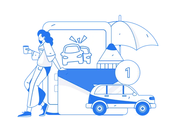 Woman searches for car papers  Illustration
