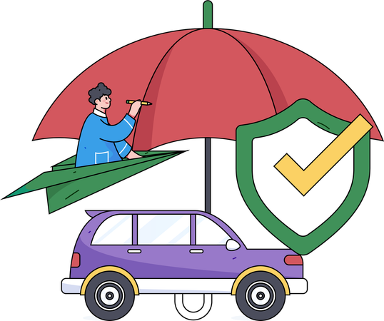 女性が車の書類を探す  イラスト