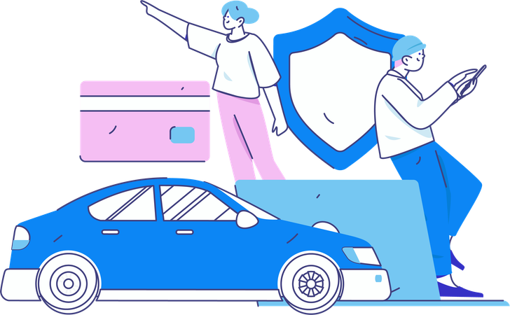 Woman searches for car papers  Illustration