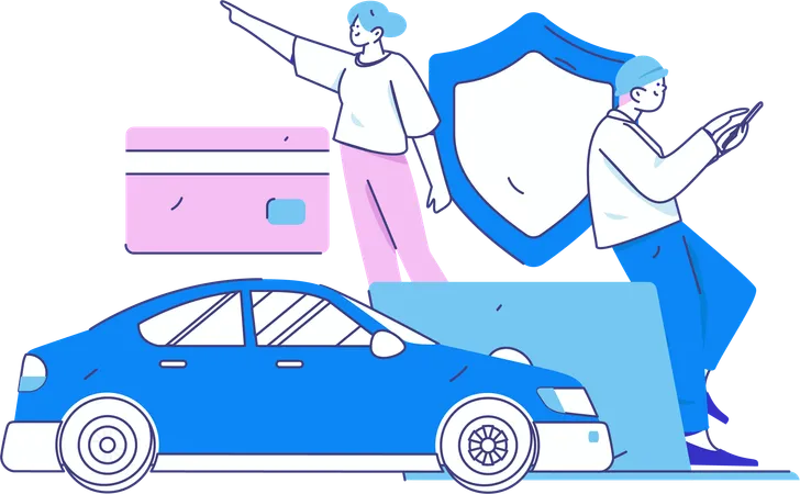 Woman searches for car papers  Illustration