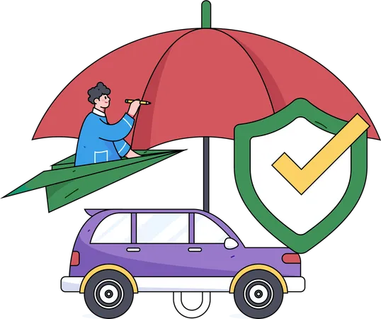 Woman searches for car papers  Illustration