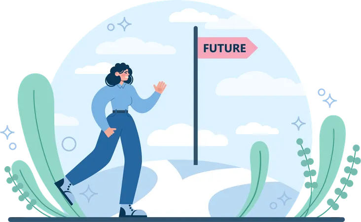 Woman searches for future goals  イラスト