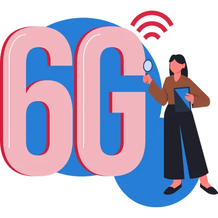 Woman searching 6G technology  Illustration