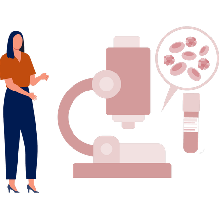 Woman  searching bacteria in microscope  Illustration