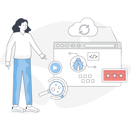 バグウイルスを探している女性  イラスト