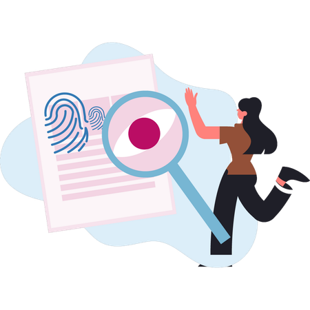 Woman searching for fingerprint authentication  Illustration