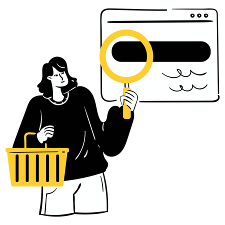 Woman searching for item online  Illustration