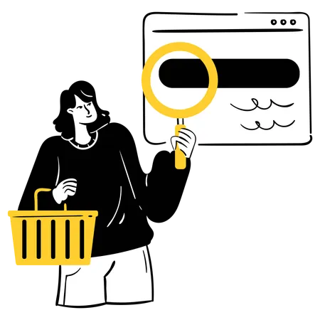 Woman searching for item online  Illustration