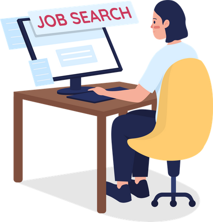 Woman searching for job Illustration