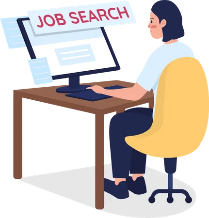 Woman searching for job  Illustration