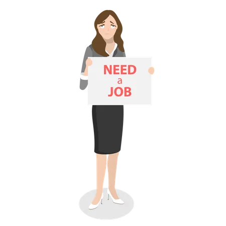 Woman searching for job due to Coronavirus crisis Illustration