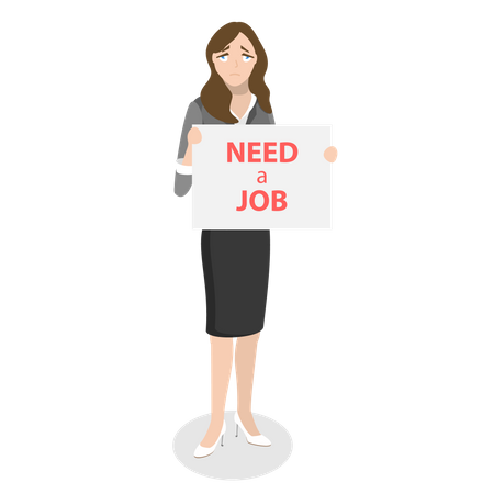 Woman searching for job due to Coronavirus crisis  Illustration