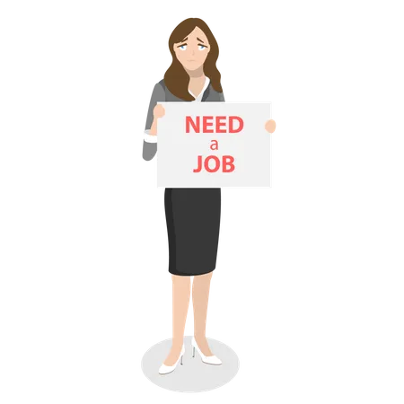 Woman searching for job due to Coronavirus crisis  Illustration