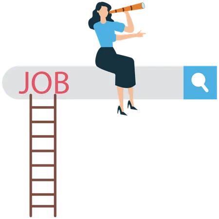 Woman searching for job opportunity  Illustration