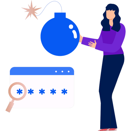 Woman searching for password  Illustration
