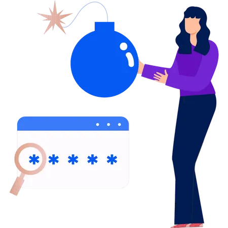Woman searching for password  Illustration