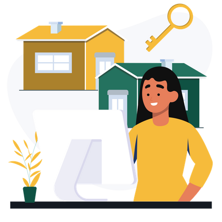 Woman searching home  Illustration