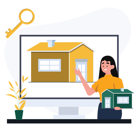 Woman searching house  Illustration