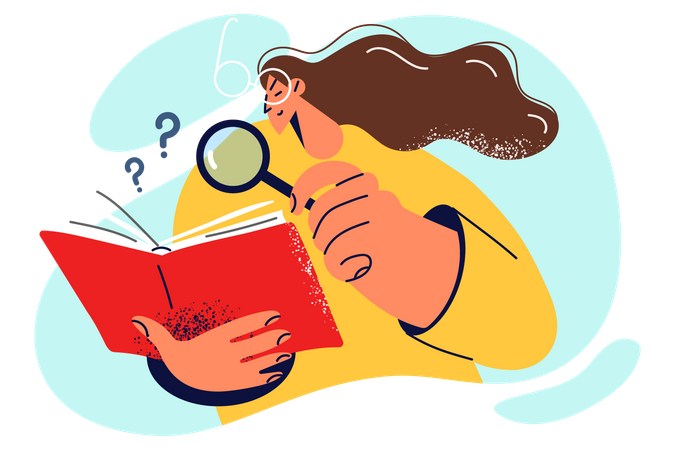 Woman searching in book  Illustration