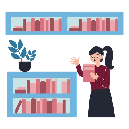 Woman searching in Book  Illustration