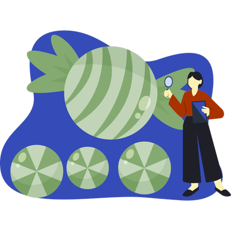 Woman searching on green candies  Illustration